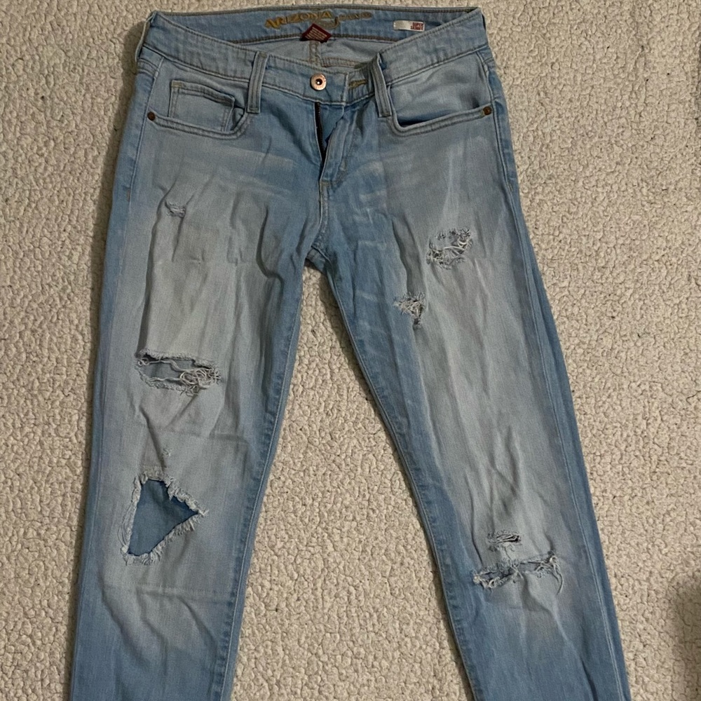 low rise arizona jeans light wash n distressed